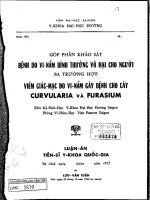 góp phần khảo sát bệnh do vi nấm bình thương vô hại cho con người ba trương hợp viên giác mạc do vi nấm gây bệnh cho cây curvularia và furasium 