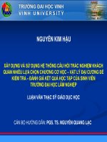 Báo cáo xây dựng và sử dụng hệ thống câu hỏi trắc nghiệm khách quan nhiều lựa chọn chương cơ học   vật lý đại cương để kiểm tra   đánh giá kết quả học tập của sinh viên trường đại học lâm nghiệp