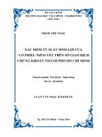 xác định tỷ suất sinh lợi của cổ phiếu niêm yết trên sở giao dịch chứng khoán thành phố hồ chí minh