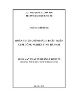 Hoàn thiện chính sách phát triển cụm công nghiệp tỉnh hà nam