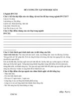 ĐỀ CƯƠNG ÔN TẬP SINH HỌC KÌ II