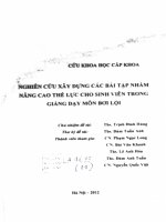 nghiên cứu xây dựng các dạng bài tập nhằm nâng cao thể lực cho sinh viên trong giảng dạy môn bơi lội 