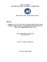 nghiên cứu các yếu tố tác động đến sự hài lòng trong công việc của nhân viên tại công ty cổ phần siam brothers việt nam
