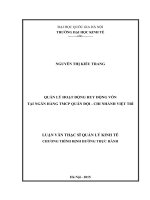 Quản lý hoạt động huy động vốn tại ngân hàng TMCP quân đội   chi nhánh việt trì