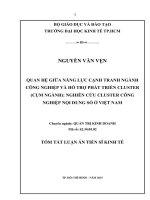 Mối quan giữa năng lực cạnh tranh ngành công nghiệp và hỗ trợ phát triển cluster (cụm ngành) nghiên cứu trường hợp cluster công nghiệp nội dung số ở việt nam (TT) 