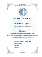 bài tập lớn môn pháp luật về giao dịch bảo đảm