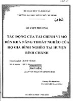 tác động của tài chính vi mô đến khả năng thoát nghèo của hộ gia đình nghèo tại huyện bình chánh