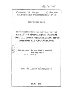 Hoàn thiện công tác kế toán chi phí sản xuất và tính giá thành sản phẩm trong các doanh nghiệp nhà nước thuộc loại hình xây dựng cầu đường 