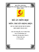 Báo cáo ĐỒ ÁN MÔN HỌC MÔN: TRUYỀN ĐỘNG ĐIỆN ĐỀ TÀI: THIẾT KẾ HỆ TRUYỀN ĐỘNG  ĐIỀU KHIỂN THANG MÁY