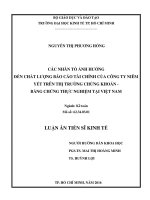 Các nhân tố ảnh hưởng đến chất lượng báo cáo tài chính của các công ty niêm yết trên thị trường chứng khoán   bằng chứng thực nghiệm tại việt nam (TT) 