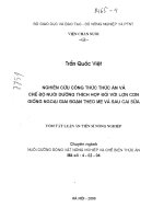 Nghiên cứu công thức thức ăn và chế độ nuôi dưỡng thích hợp đối với lợn con giống ngoại giai đoạn theo mẹ 