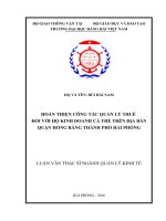 HOÀN THIỆN CÔNG tác QUẢN lý THUẾ đối với hộ KINH DOANH cá THỂ TRÊN địa bàn QUẬN HỒNG BÀNG THÀNH PHỐ hải PHÒNG 
