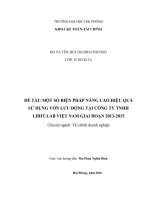 MỘT số BIỆN PHÁP NÂNG CAO HIỆU QUẢ sử DỤNG vốn lưu ĐỘNG tại CÔNG TY TNHH LIHIT LAB VIỆT NAM GIAI đoạn 2013 2015 