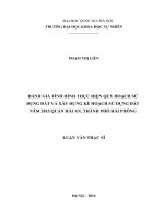 ĐÁNH GIÁ TÌNH HÌNH THỰC HIỆN QUY HOẠCH sử DỤNG đất và xây DỰNG kế HOẠCH sử DỤNG đất năm 2015 QUẬN hải AN, THÀNH PHỐ hải PHÒNG 