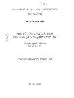 Một số tính chất giải tích của hàm lồi và dưới vi phân 