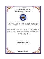 HOÀN THIỆN CÔNG tác lập kế HOẠCH sản XUẤT KINH DOANH tại CÔNG TY cổ PHẦN xây DỰNG và THƯƠNG mại 423 