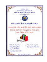 Phân tích hiệu quả hoạt động sản xuất kinh doanh của công ty cổ phần long thọ   huế 