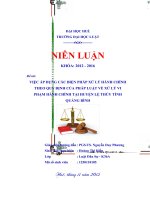 VIỆC áp DỤNG các BIỆN PHÁP xử lý HÀNH CHÍNH THEO QUY ĐỊNH của PHÁP LUẬT về xử lý VI PHẠM HÀNH CHÍNH tại HUYỆN lệ THỦY TỈNH QUẢNG BÌNH 
