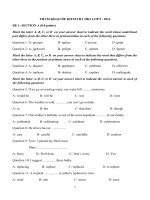 ĐỀ KIỂM TRA HỌC KỲ II MÔN TIẾNG ANH LỚP 9