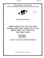 Phân tích các yếu tố ảnh hưởng đến thu nhập của lao động khu vực dịch vụ tại việt nam
