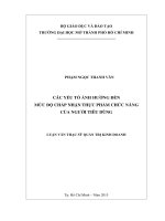 các yếu tố ảnh hưởng đến mức độ chấp nhận thực phẩm chức năng của người tiêu dùng