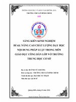 SKKN: NÂNG CAO CHẤT LƯỢNG DẠY HỌC NỘI DUNG PHÁP LUẬT TRONG MÔN  GIÁO DỤC CÔNG DÂN LỚP 9 Ở TRƯỜNG TRUNG HỌC CƠ SỞ