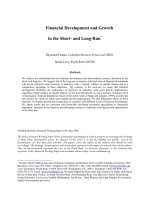 Financial Development and Growth in the Short and LongRun