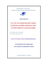 các yếu tố ảnh hưởng đến ý định tái tham gia phiên chợ hàng việt về nông thôn của doanh nghiệp