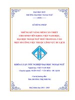 Những kỷ năng mềm cần thiết cho sinh viên khoa việt nam học, đại học ngoại ngữ huế tham gia vào một số công việc thuộc lĩnh vực du lịch 