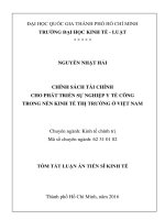 Chính sách tài chính cho phát triển sự nghiệp y tế công trong nền kinh tế thị trường ở việt nam 