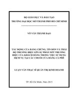 tác động của bằng chứng, tin đồn và thái độ thương hiệu lên sự phán xét thương hiệu của khách hàng trong việc sử dụng dịch vụ tại các chuỗi cửa hàng cà phê