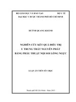 nghiên cứu kết quả điều trị u trung thất nguyên phát bằng phẫu thuật nội soi lồng ngực