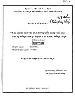 Các yếu tố đầu vào ảnh hưởng đến năng suất xoài của hộ trồng xoài tại huyện cao lãnh đồng tháp