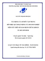 tác động của sở hữu tập trung đến hiệu quả hoạt động của doanh nghiệp niêm yết trên sở giao dịch chứng khoán tp  hồ chí minh