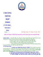 Chương trình họp PHHS cuối HK1 NH 2013-2014