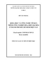 Khoa học và công nghệ với quá trình công nghiệp hóa, hiện đại hóa ở TP  hồ chí minh hiện nay 