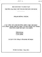 Các yếu tố ảnh hưởng đến việc bỏ học của học sinh trung học cơ sở tỉnh tây ninh trường hợp huyện tân biên