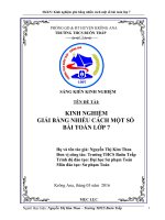 SKNN KINH NGHIỆM GIẢI BẰNG NHIỀU CÁCH MỘT SỐ  BÀI TOÁN LỚP 7