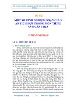 SKKN: MỘT SỐ KINH NGHIỆM SOẠN GIÁO ÁN TÍCH HỢP TRONG MÔN TIẾNG ANH CẤP THCS