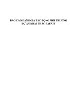 BÁO cáo ĐÁNH GIÁ tác ĐỘNG môi TRƯỜNG dự án KHAI THÁC BAUXIT