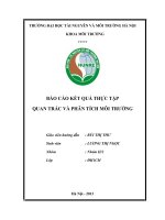 BÁO cáo kết QUẢ THỰC tập QUAN TRẮC và PHÂN TÍCH môi TRƯỜNG