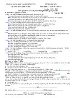 Đề thi học kì I môn vật lý lớp 10 cơ bản năm học 2013 - 2014 - THPT Sông Công, Thái Nguyên