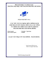 các yếu tố tác động đến chính sách chi trả cổ tức bằng tiền của các công ty niêm yết trên sàn chứng khoán thành phố hồ chí minh (hose)