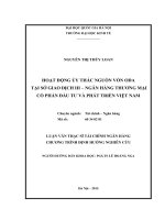 Hoạt động ủy thác nguồn vốn ODA tại sở giao dịch III   ngân hàng thương mại cổ phần đầu tư và phát triển việt nam 