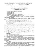 KẾ HOẠCH CÁ NHÂN MÔN ĐỊA LÝ NĂM HỌC 2015 2016