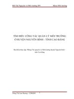 TÌM HIỂU CÔNG tác QUẢN lý môi TRƯỜNG ở HUYỆN NGUYÊN BÌNH   TỈNH CAO BẰNG 