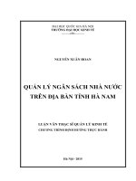 Quản lý ngân sách nhà nước trên địa bàn tỉnh hà nam 