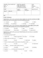 KIỂM TRA 1 TIẾT TIẾNG ANH 9 HỌC KỲ II