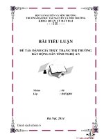 ĐÁNH GIÁ THỰC TRẠNG THỊ TRƯỜNG bất ĐỘNG SẢN TỈNH NGHỆ AN