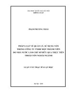 Pháp luật về quản lý, sử dụng vốn trong công ty TNHH một thành viên do nhà nước làm chủ sở hữu qua thực tiễn thoái vốn ngoài ngành 
